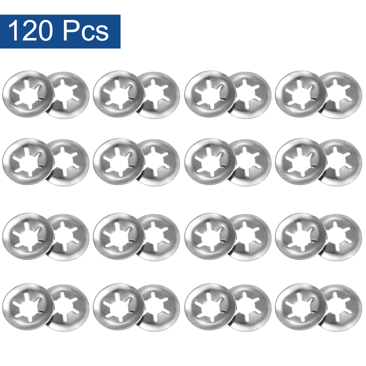 uxcell Uxcell 120pcs Internal Tooth Star Lock Washers M6 Stainless Steel Starlock Push Nuts