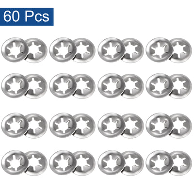 Harfington Uxcell 60pcs Internal Tooth Star Lock Washers M6 Stainless Steel Starlock Push Nuts