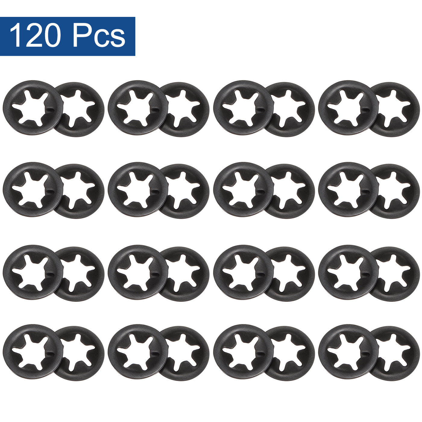 uxcell Uxcell 120pcs Internal Tooth Star Lock Washers M5 65Mn Steel Starlock Push Nuts