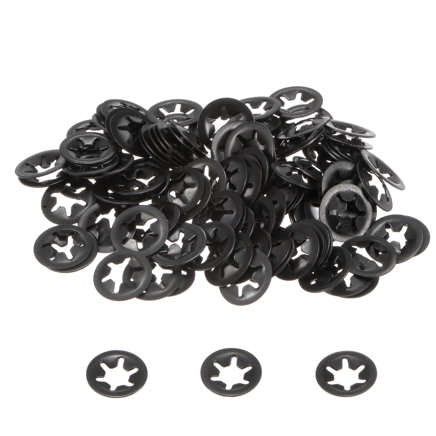 uxcell Uxcell 120pcs Internal Tooth Star Lock Washers M5 65Mn Steel Starlock Push Nuts