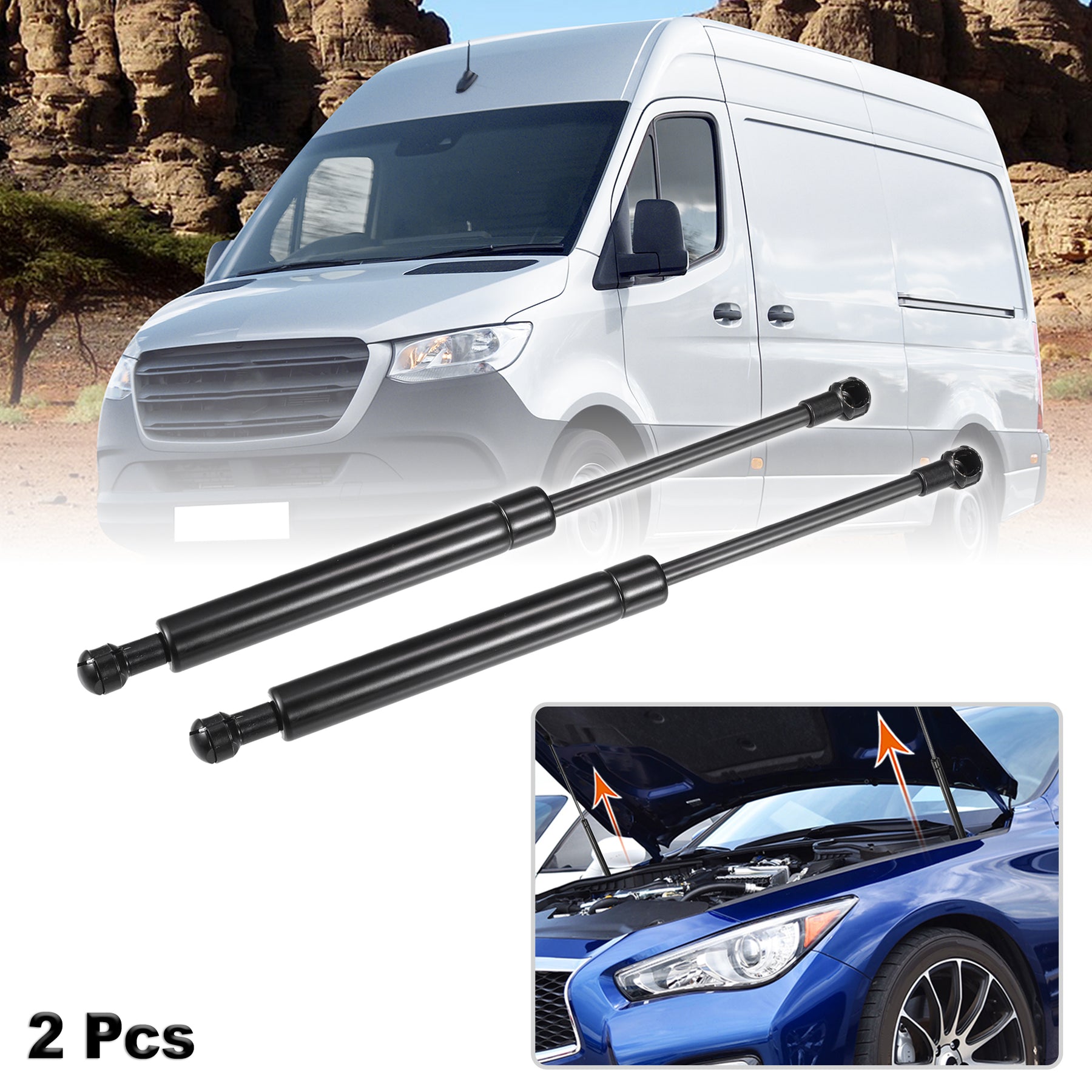 2 Pcs Front Hood Lift Supports Struts Shocks Gas Spring For Mercedes