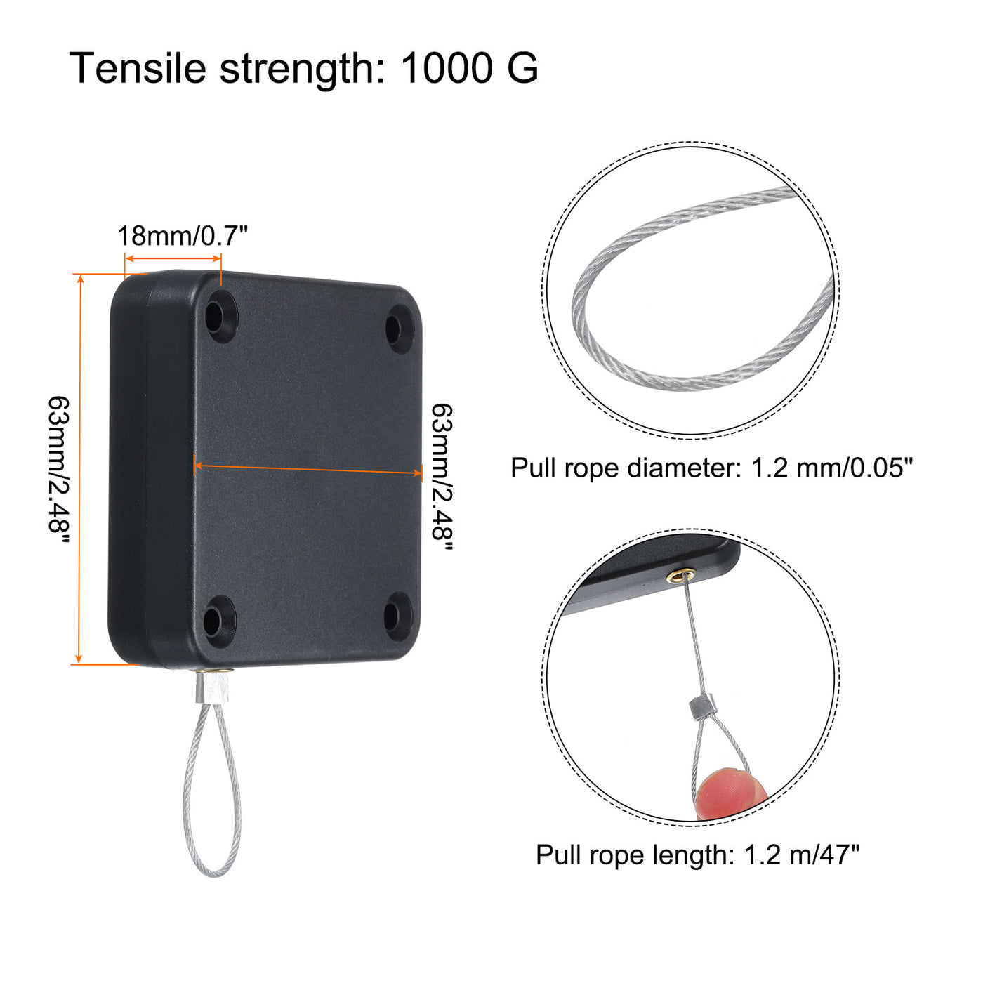 Harfington Punch Free Automatic Sensor Door Closer 0.05x47" Cable Lock 1000g 2Set Black