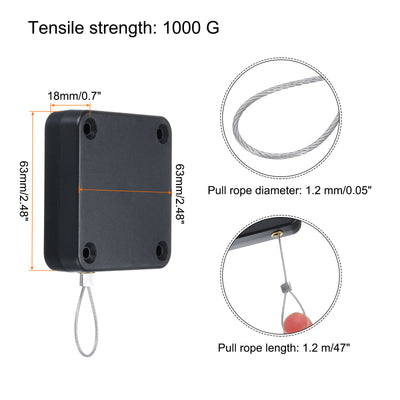 Harfington Punch Free Automatic Sensor Door Closer 0.05x47" Cable Lock 1000g 2Set Black