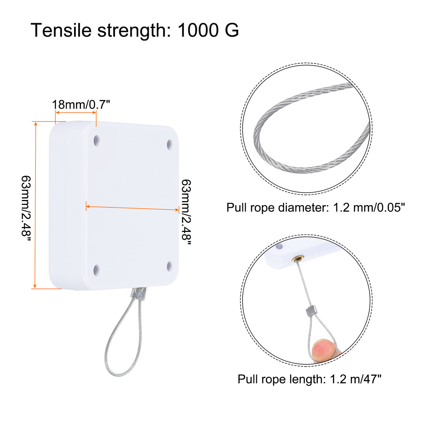 Harfington Punch Free Automatic Sensor Door Closer 0.05x47" Cable Lock 1000g 2Set White