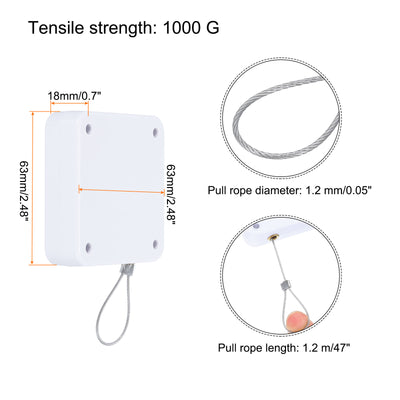 Harfington Punch Free Automatic Sensor Door Closer 0.05x47" Cable Lock 1000g 2Set White