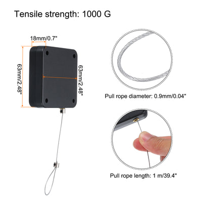 Harfington Punch Free Automatic Sensor Door Closer 0.04x39.4" Cable Lock 1000g 2Set Black