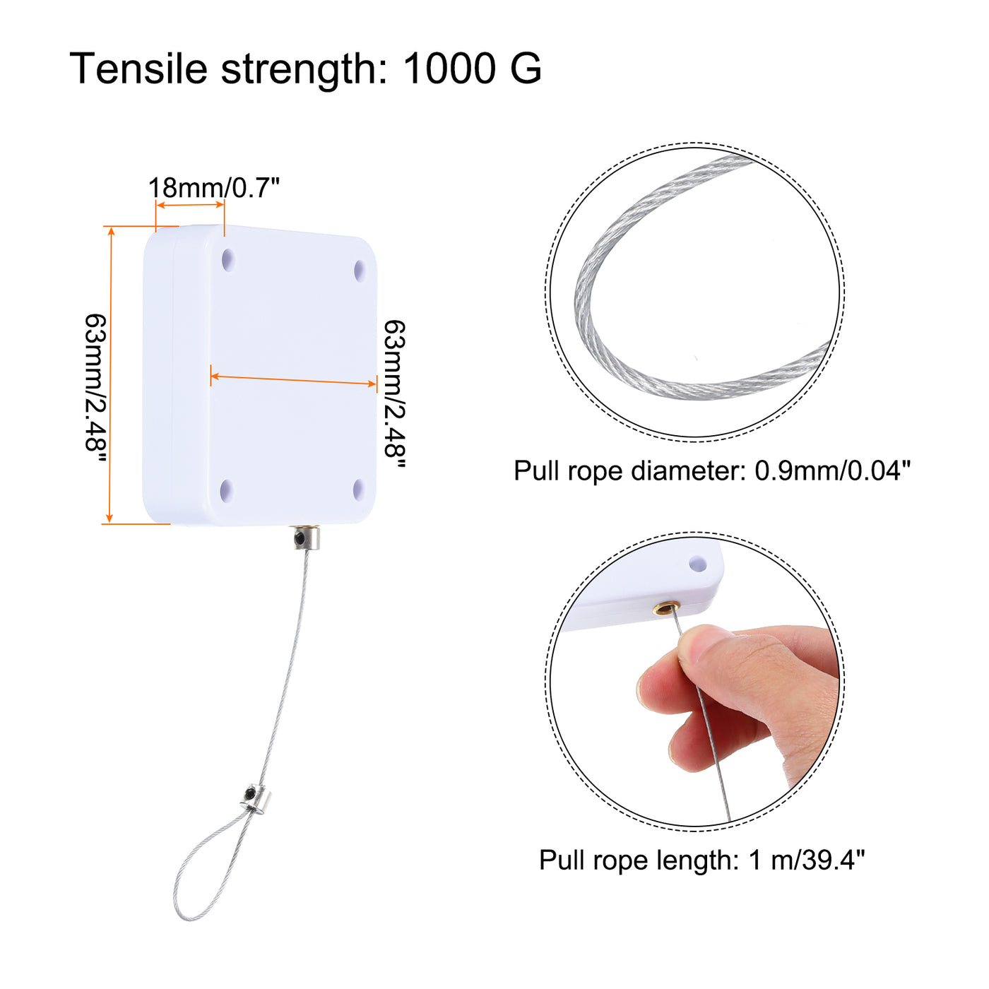 Harfington Punch Free Automatic Sensor Door Closer 0.04x39.4" Cable Lock 1000g 2Set White