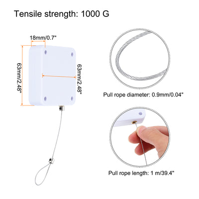 Harfington Punch Free Automatic Sensor Door Closer 0.04x39.4" Cable Lock 1000g 2Set White