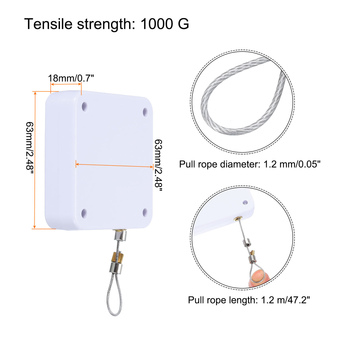 Harfington Punch Free Automatic Sensor Door Closer 0.05x47.2" Cable Lock 1000g 4Set White