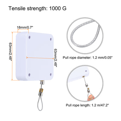 Harfington Punch Free Automatic Sensor Door Closer 0.05x47.2" Cable Lock 1000g 4Set White