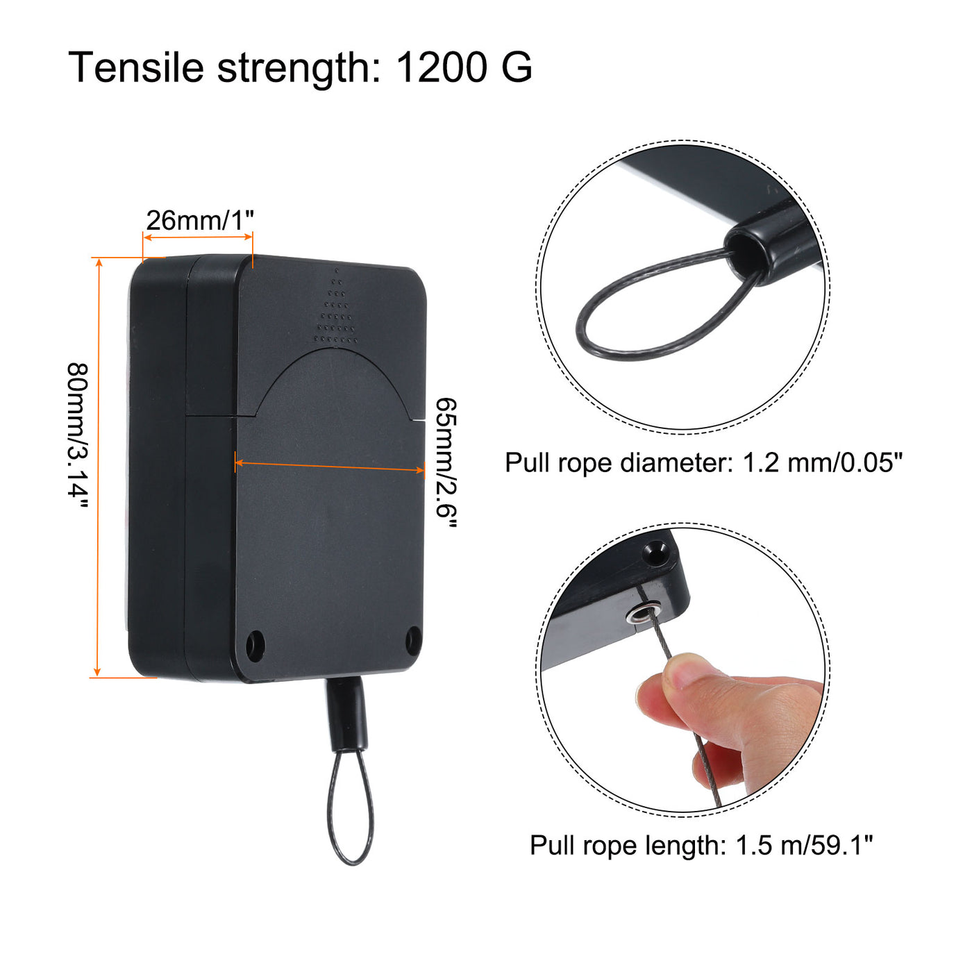 Harfington Punch Free Automatic Sensor Door Closer 0.05x59.1" Cable Lock 1200g 2Set Black