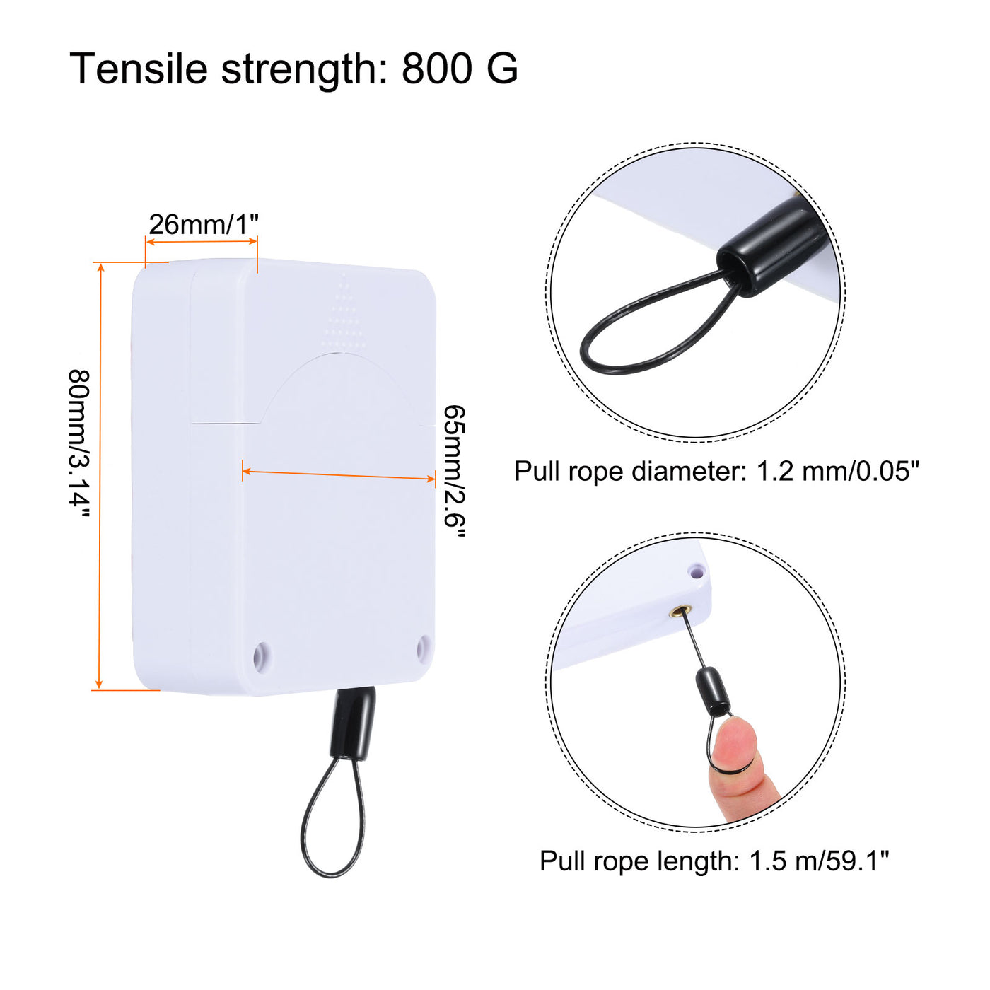 Harfington Punch Free Automatic Sensor Door Closer 0.05x59.1" Cable Lock 800g 2Set White