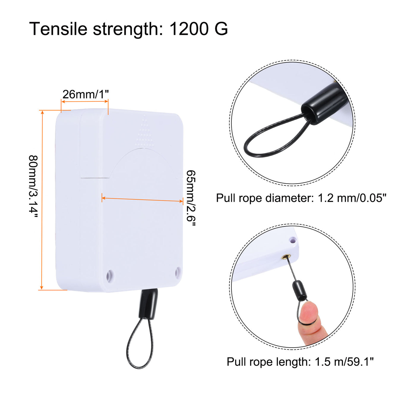 Harfington Punch Free Automatic Sensor Door Closer 0.05x59.1" Cable Lock 1200g 2Set White