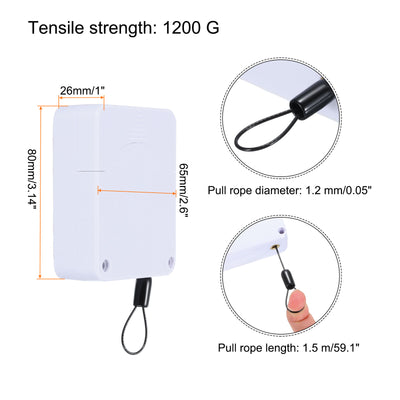 Harfington Punch Free Automatic Sensor Door Closer 0.05x59.1" Cable Lock 1200g 2Set White