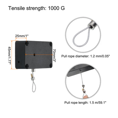 Harfington Punch Free Automatic Sensor Door Closer 0.05x47.2" Cable Lock 1000g 4Set, Black