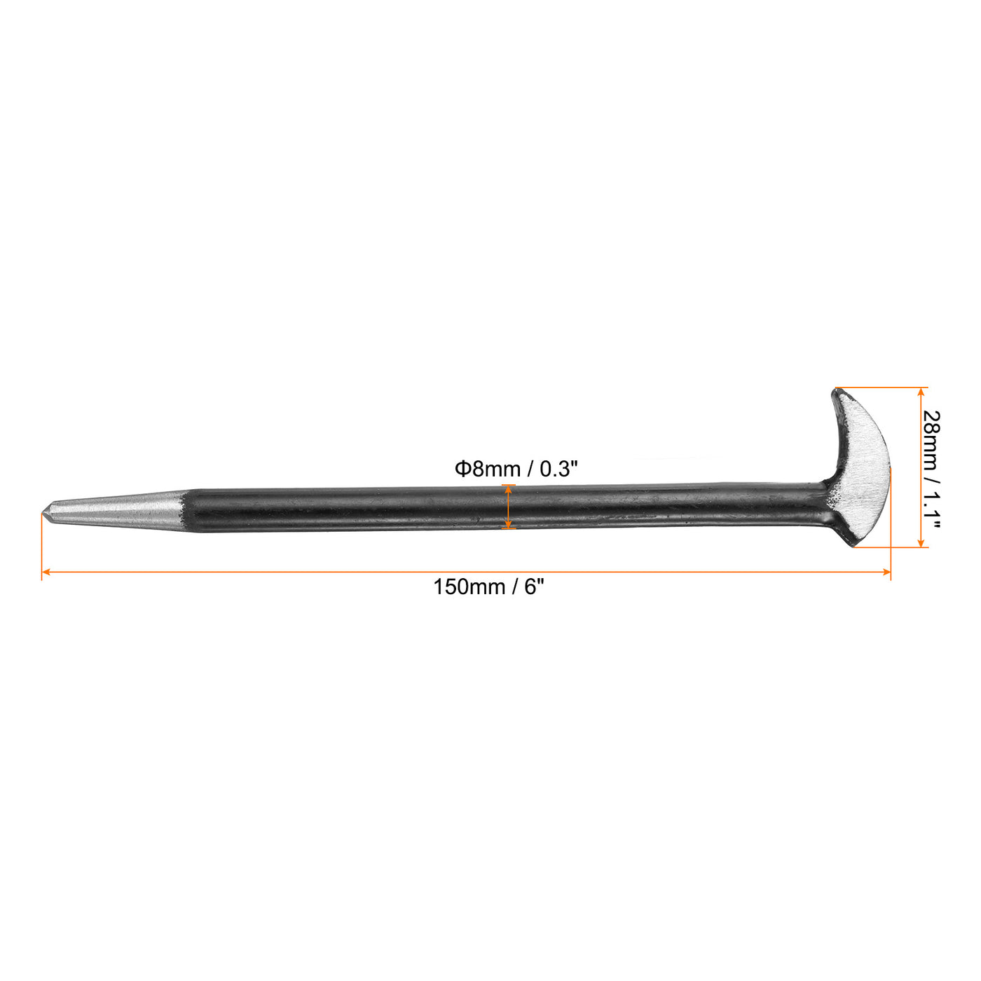 Harfington Rolling Head Pry Bar 6" Length 0.3" Rod Dia Steel Lady-foot Bar Heel Pry Bars