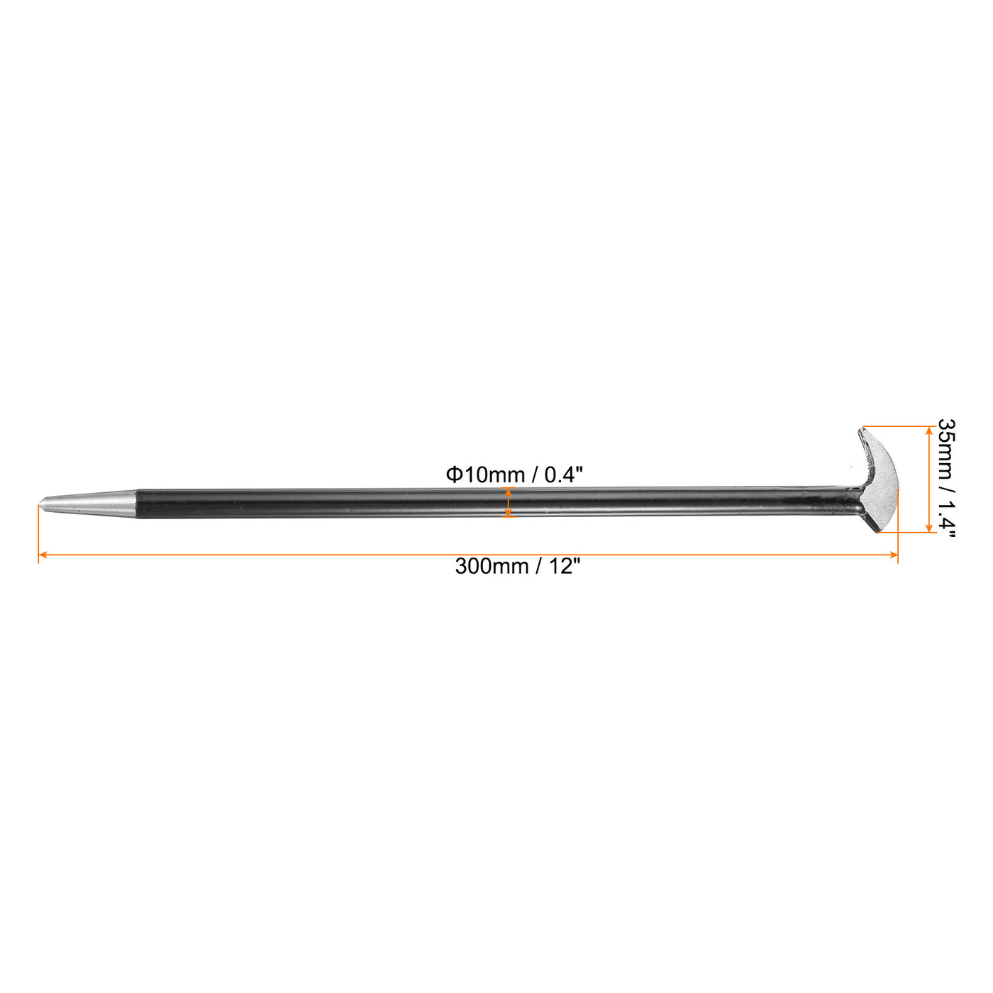 Harfington Rolling Head Pry Bar 12" Length 0.4" Rod Dia Steel Lady-foot Bar Heel Pry Bars