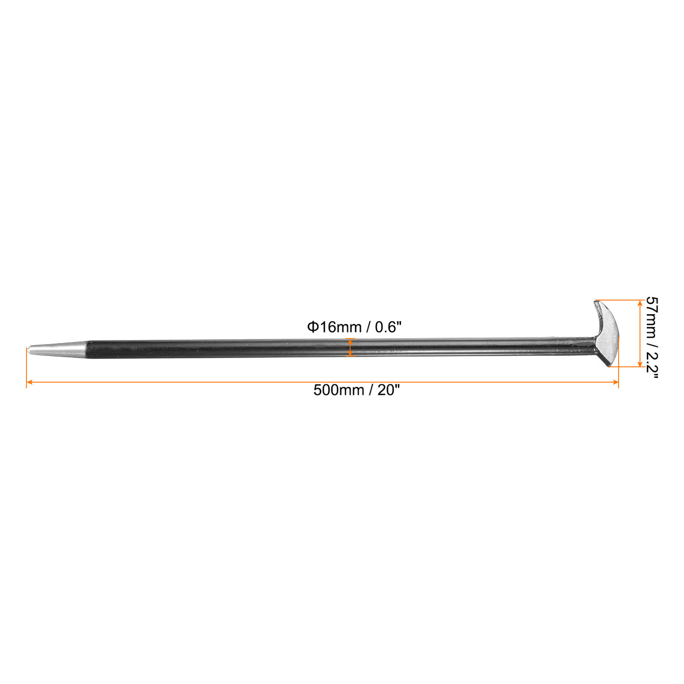 Harfington Rolling Head Pry Bar 20" Length 0.6" Rod Dia Steel Lady-foot Bar Heel Pry Bars