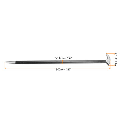 Harfington Rolling Head Pry Bar 20" Length 0.6" Rod Dia Steel Lady-foot Bar Heel Pry Bars