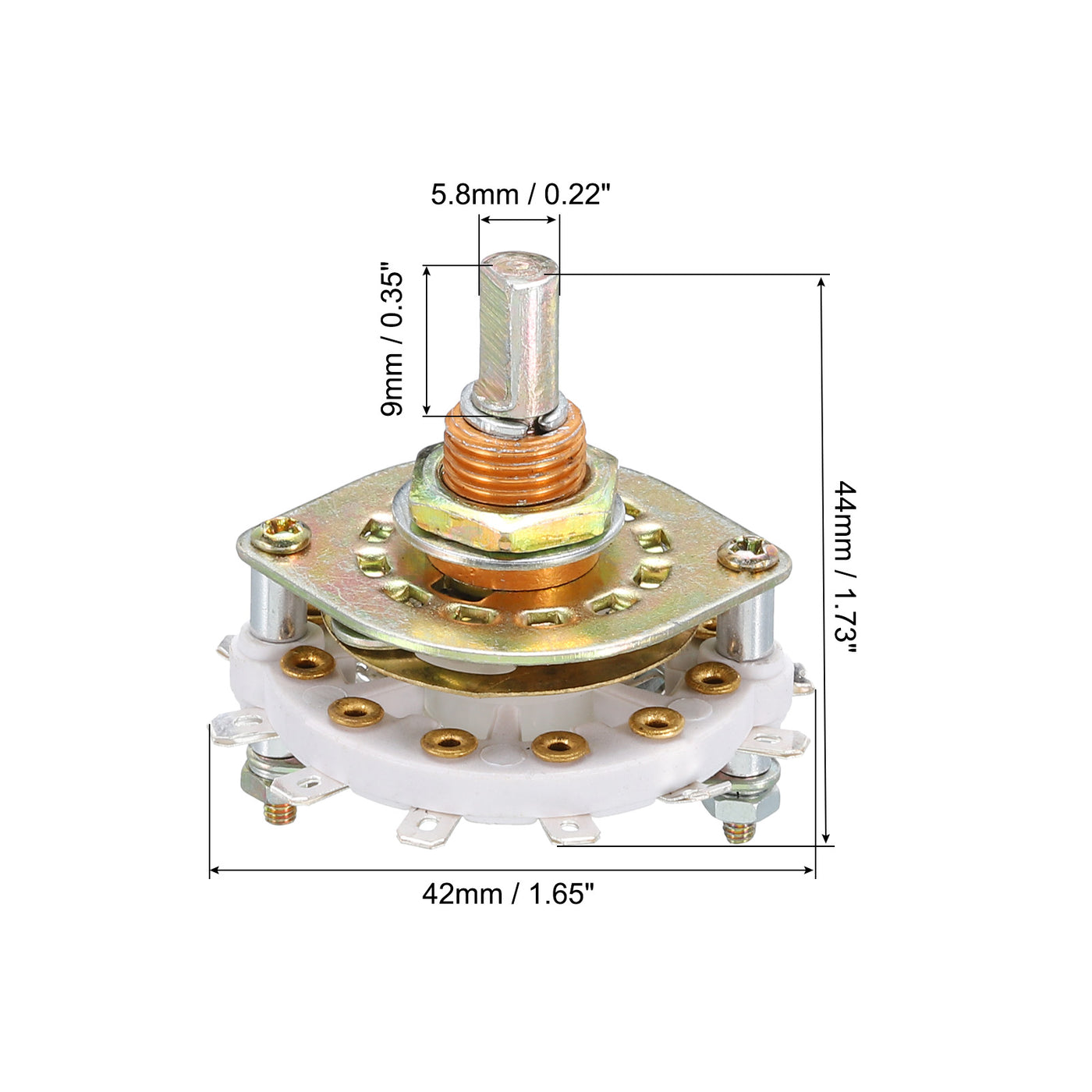 Harfington 1P11T Rotary Switch Knurled Shaft 1 Pole 11 Position Band Selector 1 Deck for TV Radio Home Machine 15 Pcs