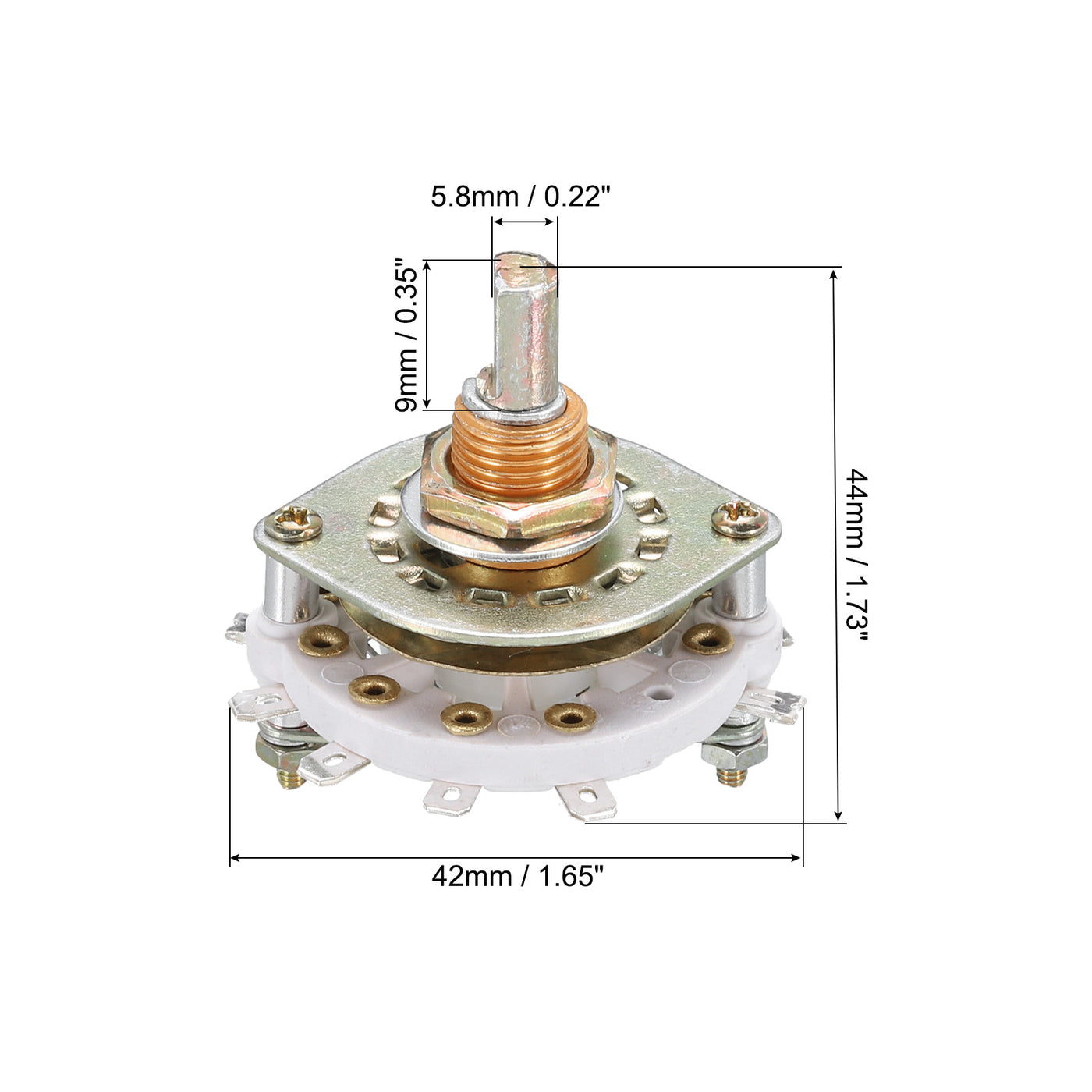 Harfington 2P4T Rotary Switch 2 Pole 4 Position Band Selector 1 Deck for TV Radio Home Machine 3 Pcs