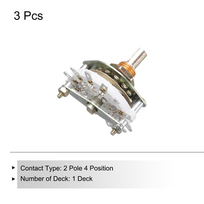 Harfington 2P4T Rotary Switch 2 Pole 4 Position Band Selector 1 Deck for TV Radio Home Machine 3 Pcs