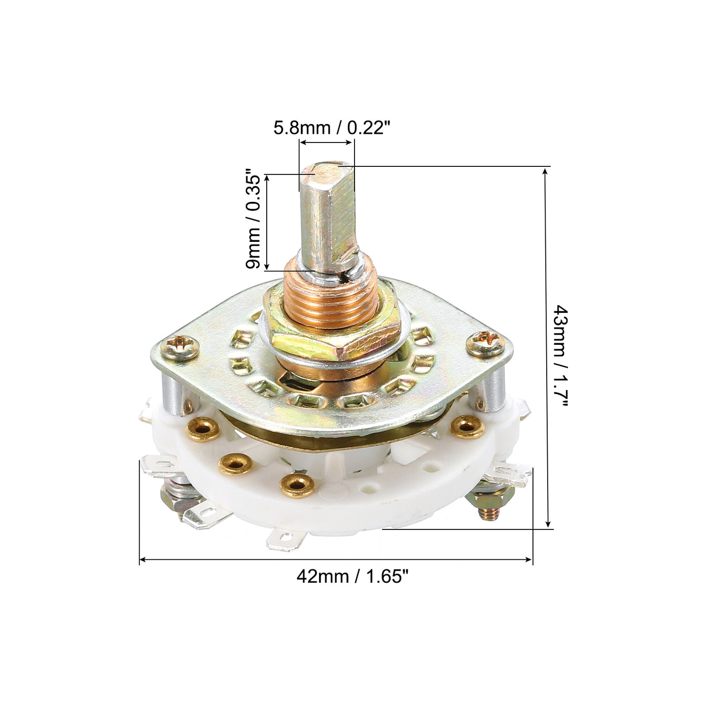 Harfington 2P3T Rotary Switch 2 Pole 3 Position Band Selector 1 Deck for TV Radio Home Machine 4 Pcs