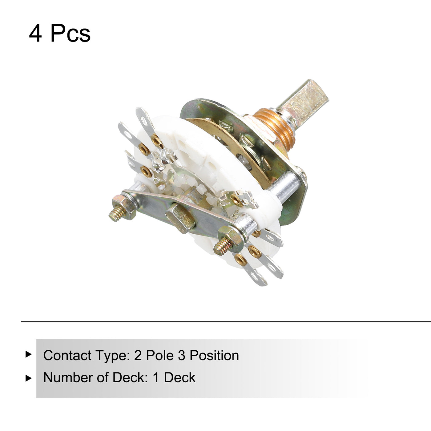 Harfington 2P3T Rotary Switch 2 Pole 3 Position Band Selector 1 Deck for TV Radio Home Machine 4 Pcs