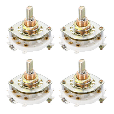 Harfington 2P3T Rotary Switch 2 Pole 3 Position Band Selector 1 Deck for TV Radio Home Machine 4 Pcs