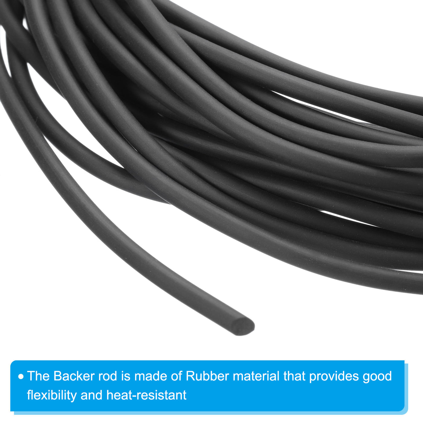 Harfington 9/64 Inch x 32.8 Feet Backer Rod, Rubber Rope Caulk Crack Gaps Joint Filler Roll Seal Weather Strip for Home Construction, Black