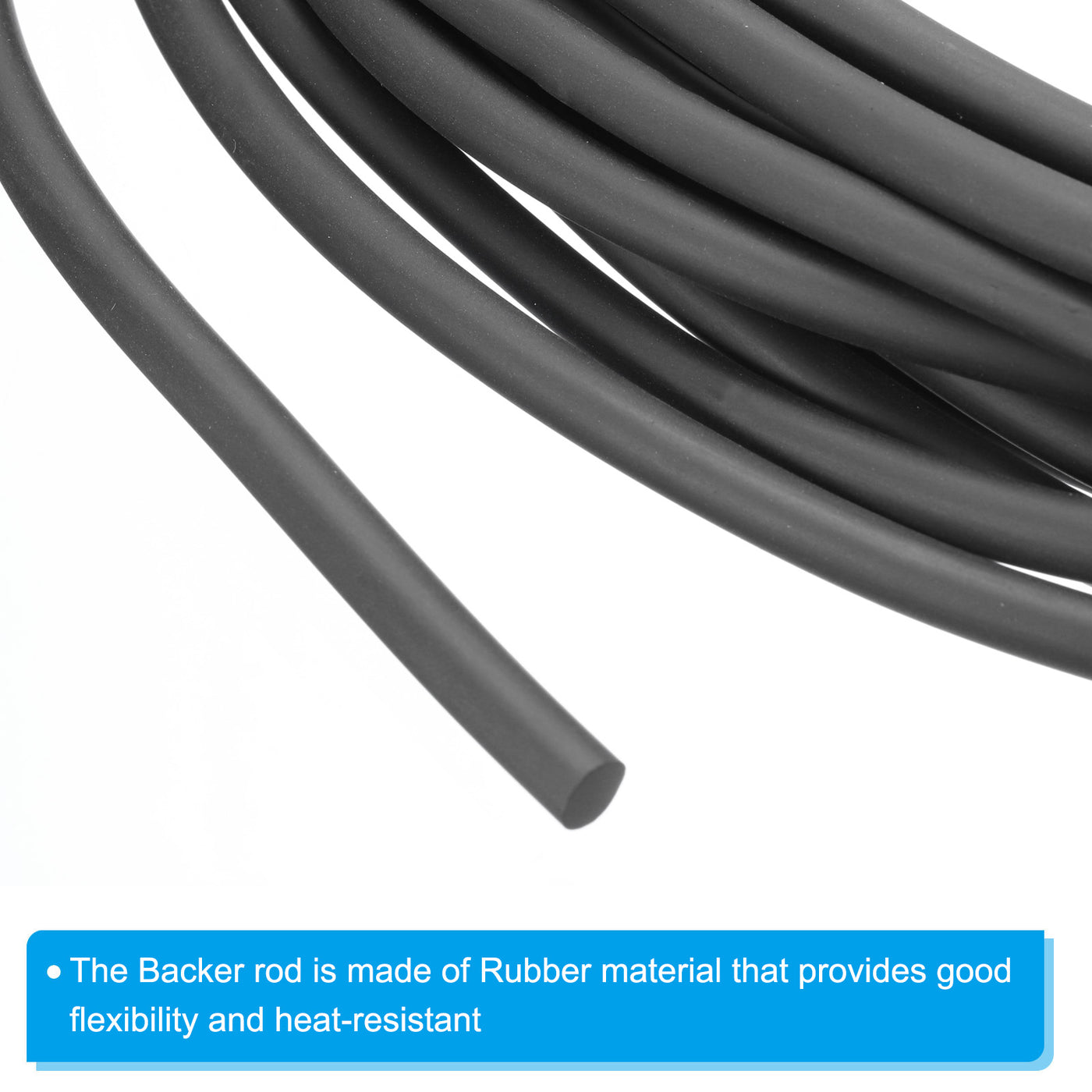 Harfington 1/4 Inch x 32.8 Feet Backer Rod, Rubber Rope Caulk Crack Gaps Joint Filler Roll Seal Weather Strip for Home Construction, Black