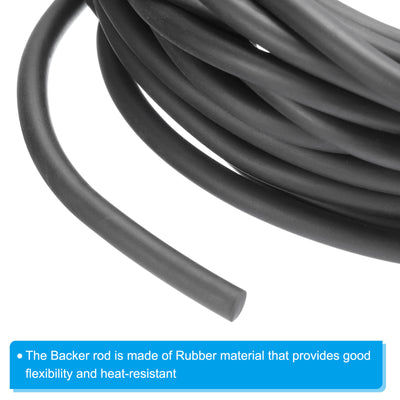 Harfington 5/16 Inch x 32.8 Feet Backer Rod, Rubber Rope Caulk Crack Gaps Joint Filler Roll Seal Weather Strip for Home Construction, Black