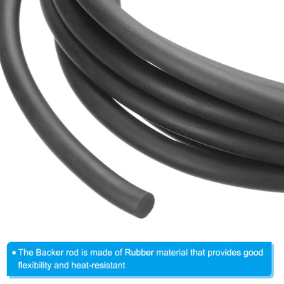 Harfington 23/64 Inch x 16.4 Feet Backer Rod, Rubber Rope Caulk Crack Gaps Joint Filler Roll Seal Weather Strip for Home Construction, Black