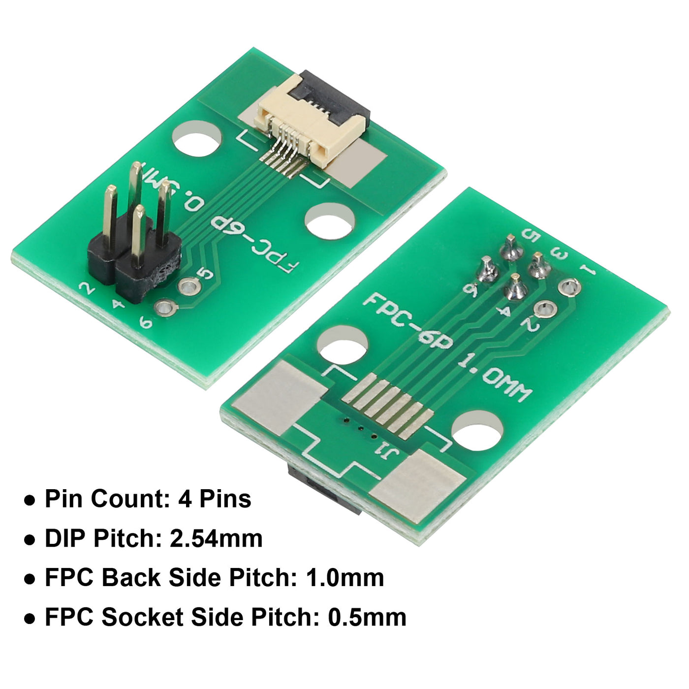 Harfington 2pcs FFC FPC Connector Board 4 Pin Double Row Male Pin Header Strip Adapter