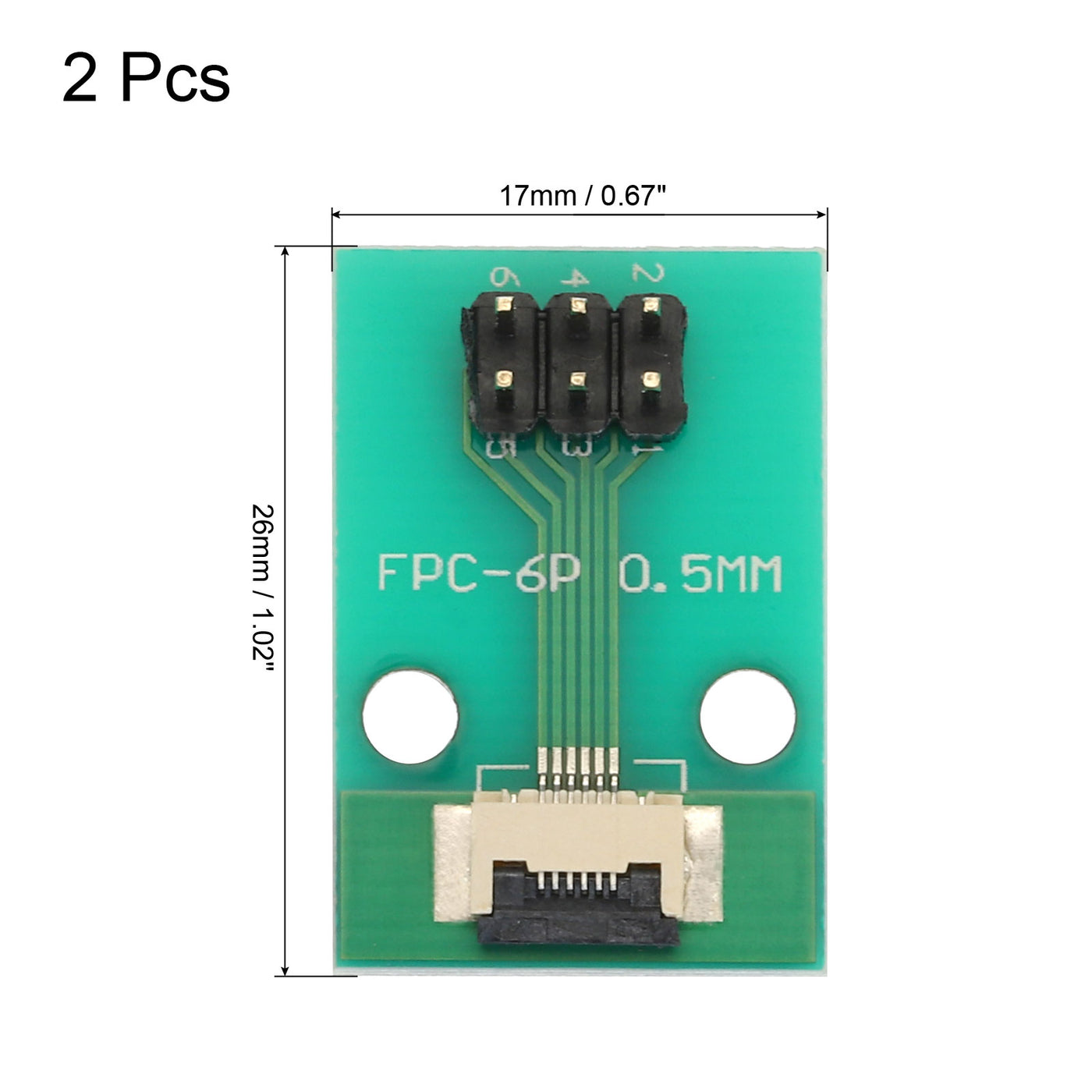 Harfington 2pcs FFC FPC Connector Board 6 Pin Double Row Male Pin Header Strip Adapter