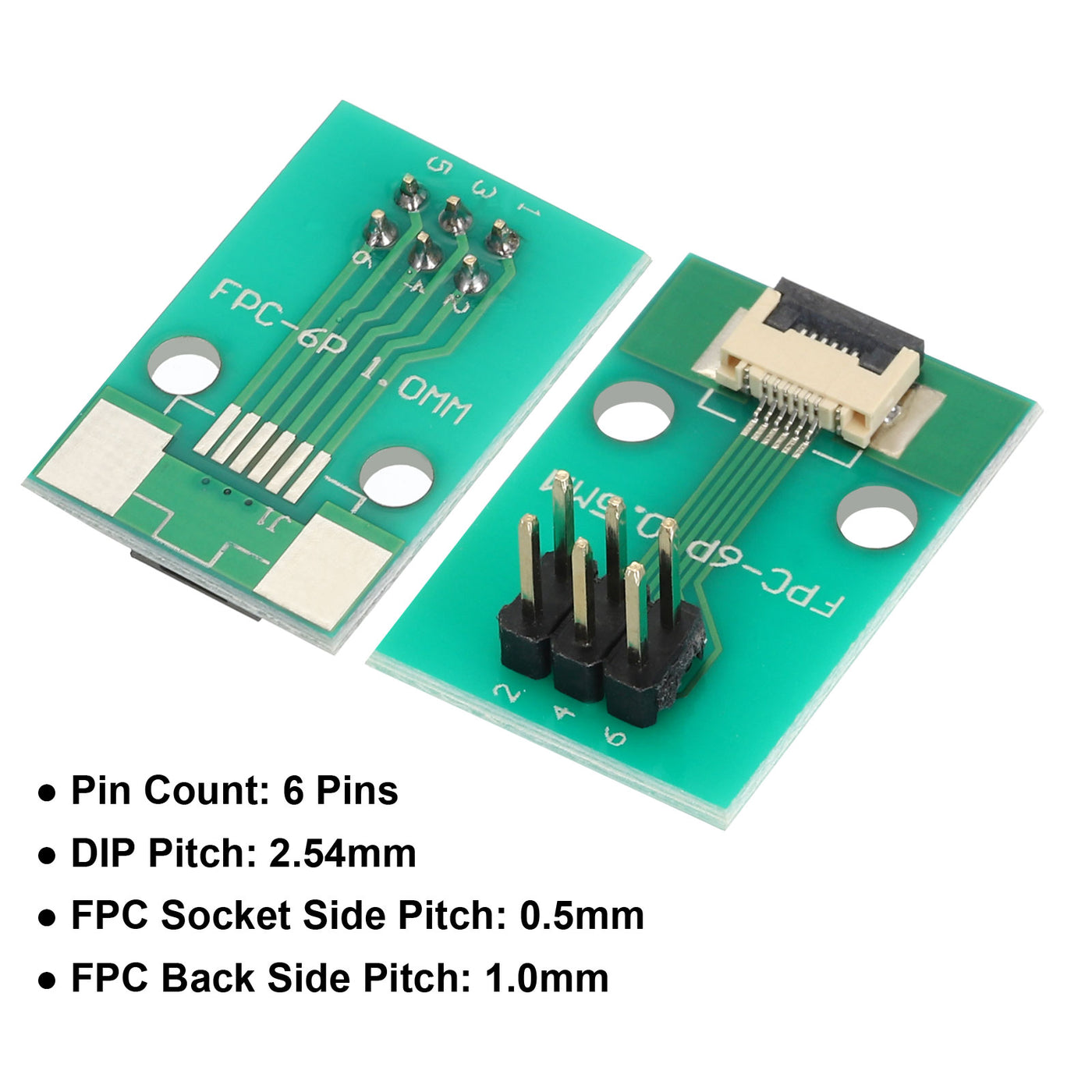 Harfington 2pcs FFC FPC Connector Board 6 Pin Double Row Male Pin Header Strip Adapter