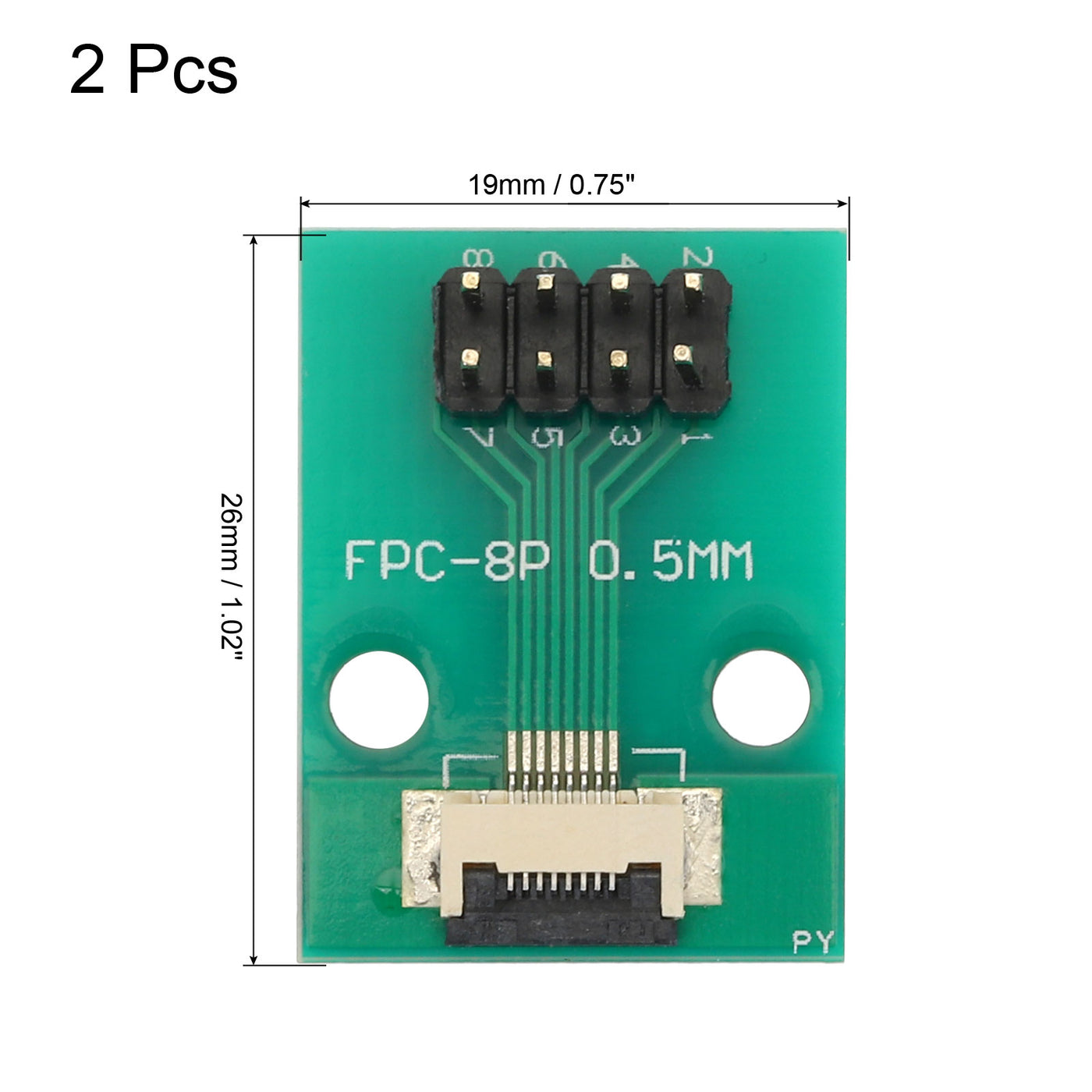 Harfington 2pcs FFC FPC Connector Board 8 Pin Double Row Male Pin Header Strip Adapter