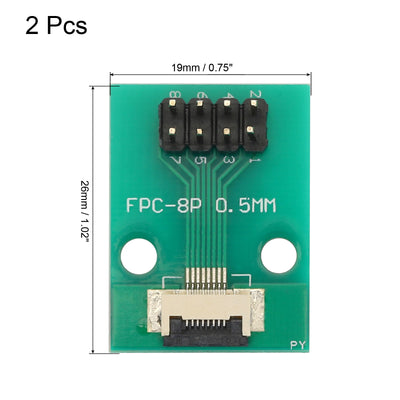 Harfington 2pcs FFC FPC Connector Board 8 Pin Double Row Male Pin Header Strip Adapter