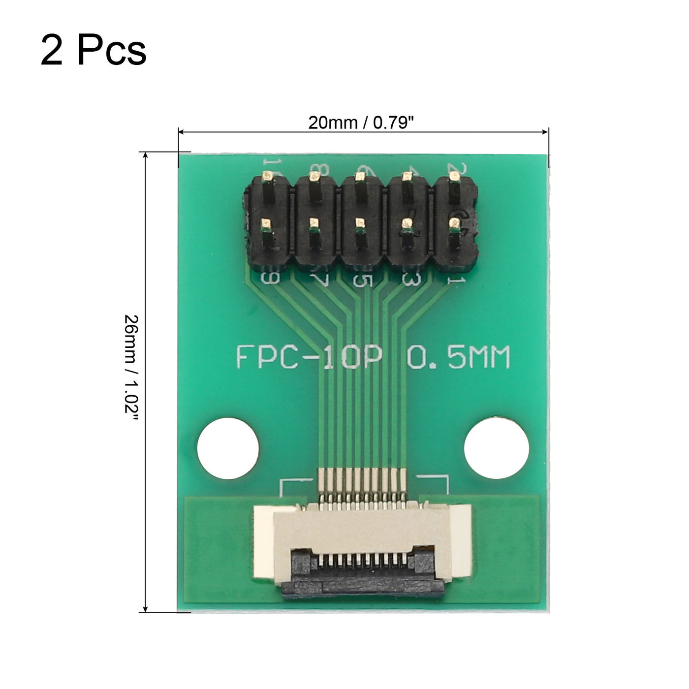 Harfington 2pcs FFC FPC Connector Board 10 Pin Double Row Male Pin Header Strip Adapter