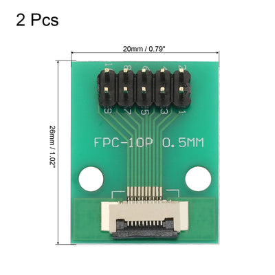 Harfington 2pcs FFC FPC Connector Board 10 Pin Double Row Male Pin Header Strip Adapter