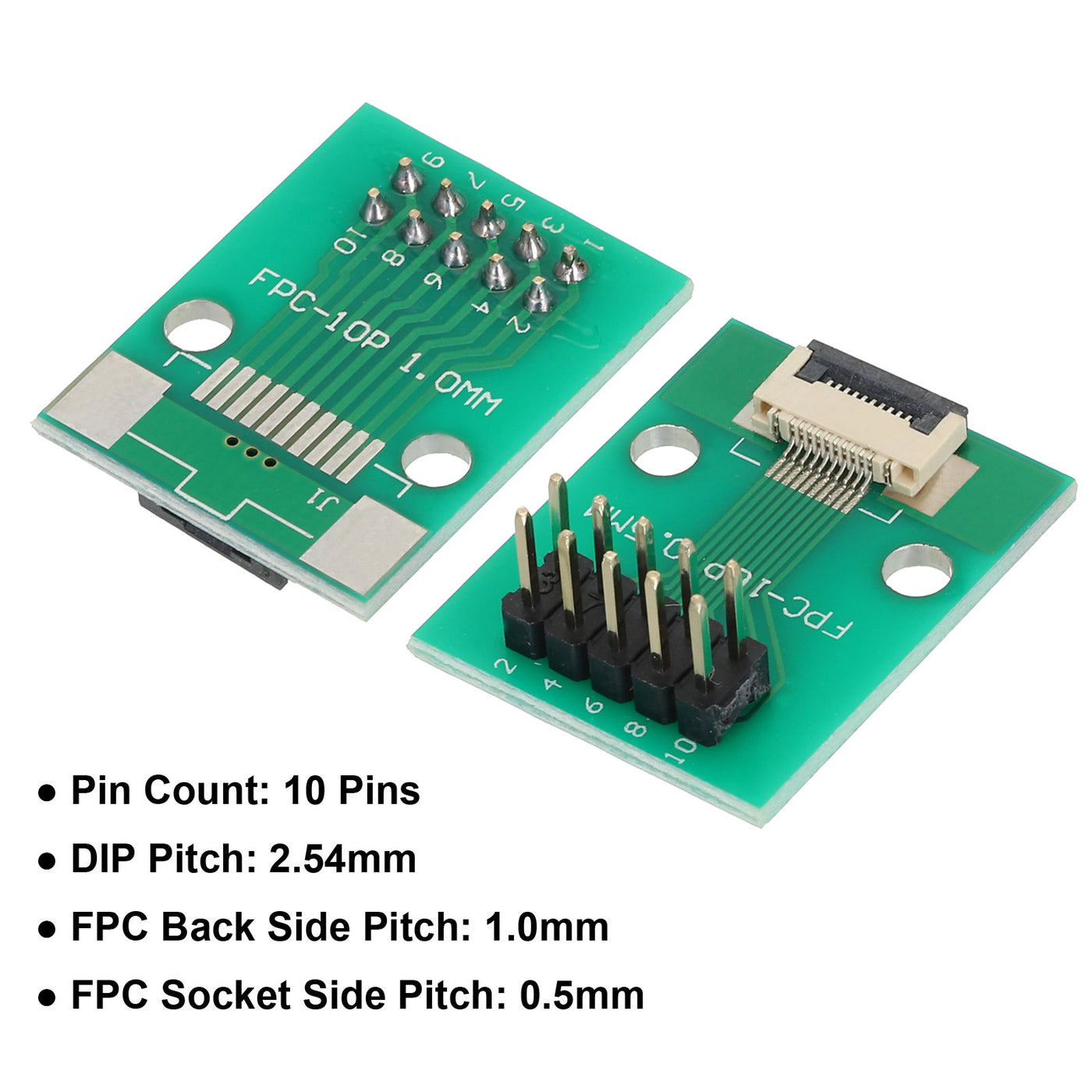 Harfington 2pcs FFC FPC Connector Board 10 Pin Double Row Male Pin Header Strip Adapter