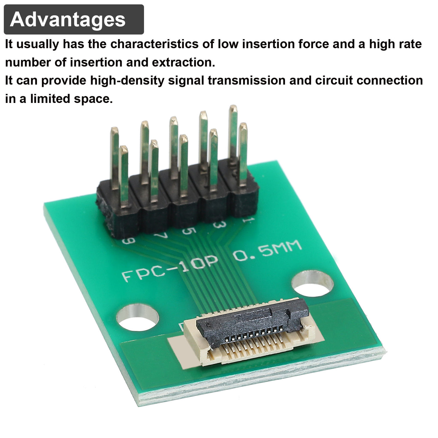 Harfington 2pcs FFC FPC Connector Board 10 Pin Double Row Male Pin Header Strip Adapter