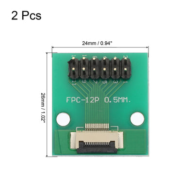 Harfington 2pcs FFC FPC Connector Board 12 Pin Double Row Male Pin Header Strip Adapter