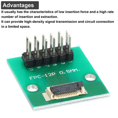 Harfington 2pcs FFC FPC Connector Board 12 Pin Double Row Male Pin Header Strip Adapter