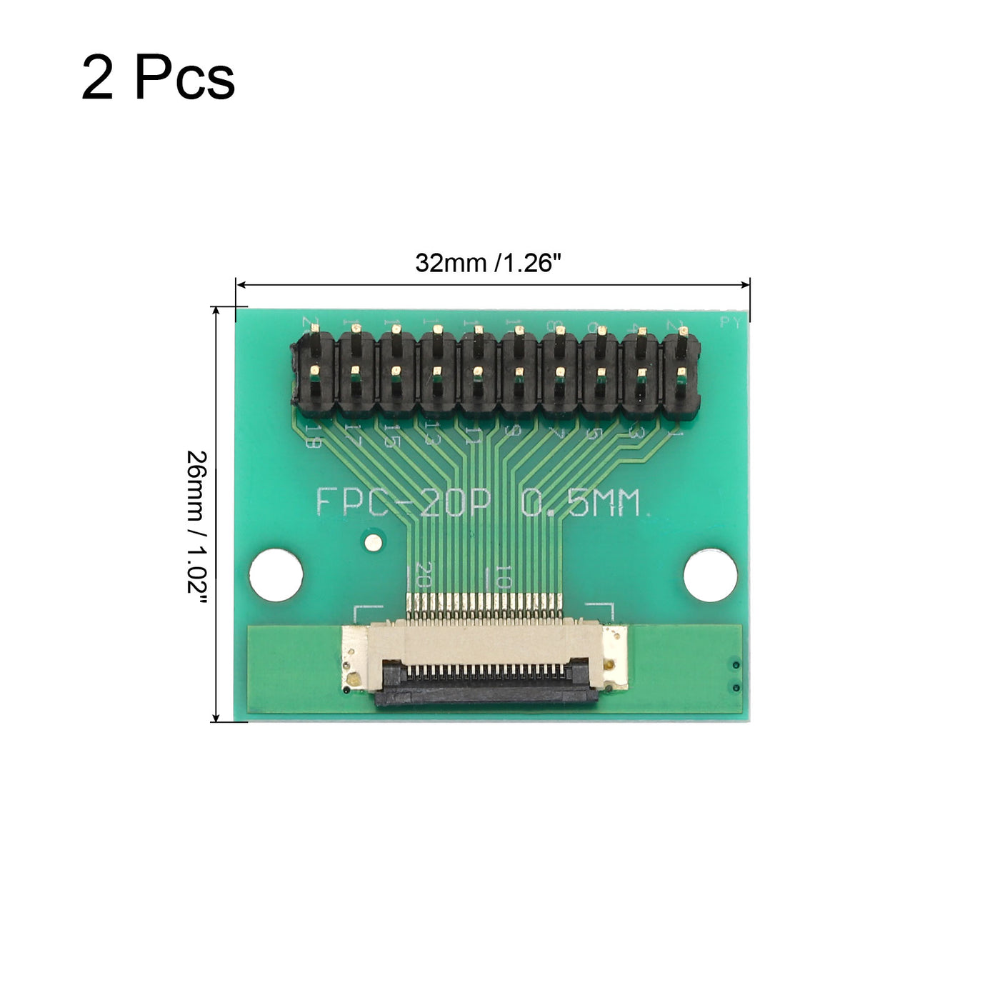 Harfington 2pcs FFC FPC Connector Board 20 Pin Double Row Male Pin Header Strip Adapter