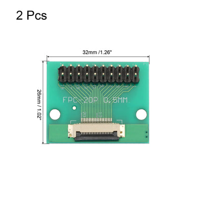 Harfington 2pcs FFC FPC Connector Board 20 Pin Double Row Male Pin Header Strip Adapter