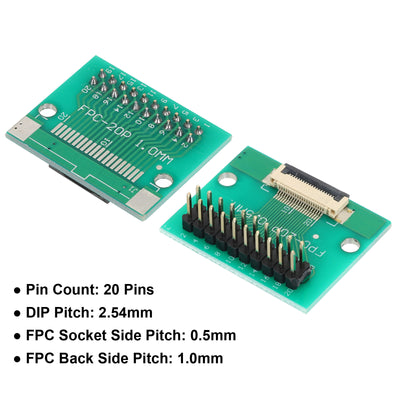 Harfington 2pcs FFC FPC Connector Board 20 Pin Double Row Male Pin Header Strip Adapter