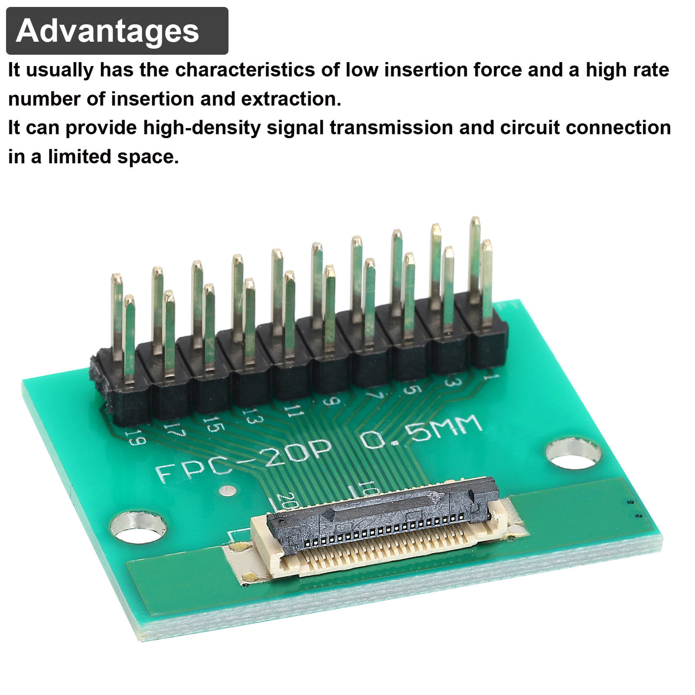 Harfington 2pcs FFC FPC Connector Board 20 Pin Double Row Male Pin Header Strip Adapter