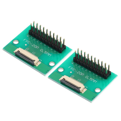 Harfington 2pcs FFC FPC Connector Board 20 Pin Double Row Male Pin Header Strip Adapter