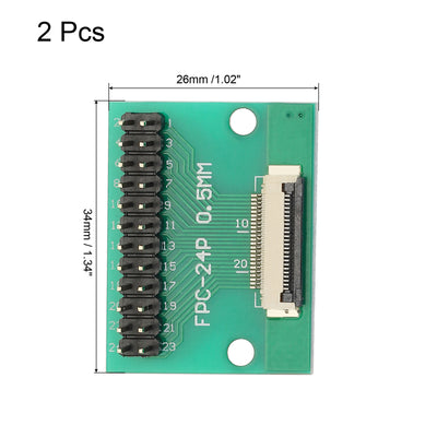 Harfington 2pcs FFC FPC Connector Board 24 Pin Double Row Male Pin Header Strip Adapter